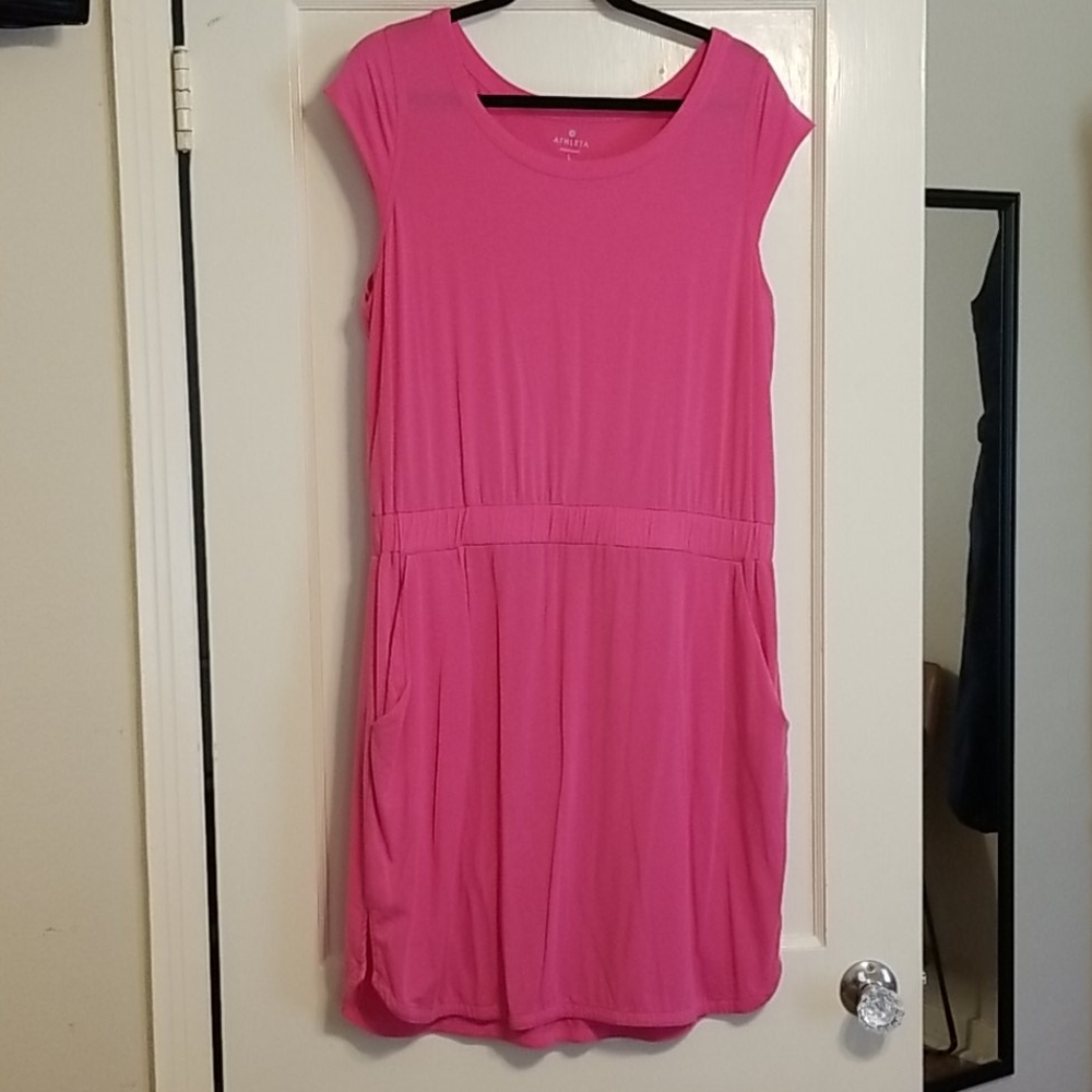 Athleta Pink Redondo Dress w/Pockets Large L
